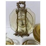 45+ Pieces of  1930's Federal Glass Madrid Pattern Amber Dishes. Some have Chips