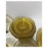 45+ Pieces of  1930's Federal Glass Madrid Pattern Amber Dishes. Some have Chips