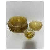 45+ Pieces of  1930's Federal Glass Madrid Pattern Amber Dishes. Some have Chips