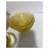 45+ Pieces of  1930's Federal Glass Madrid Pattern Amber Dishes. Some have Chips