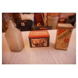 Vintage Tins & Clear Glass Jug