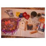 Girls Messenger Bag, Galvanized planter, watering can picture frame, money rent receipt book, phone message receipt book