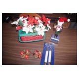 Holiday Wicker Basket, Artificial Flowers, Battery Operated Candlesticks