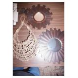 Wall Decor. Mirrors, Woven Wicker Basket, decor