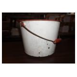 Vintage Enamel Pail. White w/red trim