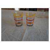Vintage McCoy Brown Drip Glaze Salt & Pepper Shakers, Fiestaware?/Anchor Hocking? Vintage Colorful Rimmed Glasses
