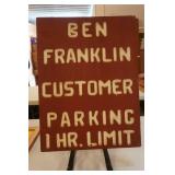 Vintage Wooden Ben Franklin Sign 18x24'