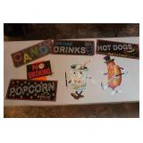 Paper Sigs. Hot Dogs, Drinks, Popcorn, Candy