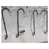 4 Black Metal Clamp-On Shepherd's Hooks