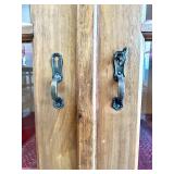 Vintage Display Cabinet - Wood Two-Door Glass-Front with Red Shelves Vintage Display Cabinet - Wood Two-Door Glass-Front with Red Shelves