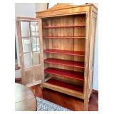 Vintage Display Cabinet - Wood Two-Door Glass-Front with Red Shelves Vintage Display Cabinet - Wood Two-Door Glass-Front with Red Shelves