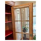 Vintage Display Cabinet - Wood Two-Door Glass-Front with Red Shelves Vintage Display Cabinet - Wood Two-Door Glass-Front with Red Shelves