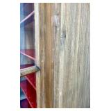 Vintage Display Cabinet - Wood Two-Door Glass-Front with Red Shelves Vintage Display Cabinet - Wood Two-Door Glass-Front with Red Shelves