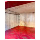 Vintage Display Cabinet - Wood Two-Door Glass-Front with Red Shelves Vintage Display Cabinet - Wood Two-Door Glass-Front with Red Shelves