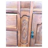 Antique Oak Hutch with Mirror Back & Carved Columns Sideboard Antique Oak Hutch with Mirror Back & Carved Columns Sideboard