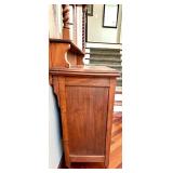 Antique Oak Hutch with Mirror Back & Carved Columns Sideboard Antique Oak Hutch with Mirror Back & Carved Columns Sideboard