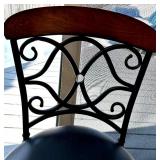 Pair Black Wrought-Iron Bar Stools & Cushioned Seats (Lot of 2 matching lot #5) Pair Black Wrought-Iron Bar Stools & Cushioned Seats (Lot of 2 matching lot #5)