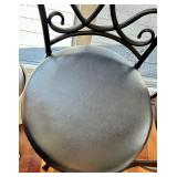 Pair Black Wrought-Iron Bar Stools & Cushioned Seats (Lot of 2 matching lot #5) Pair Black Wrought-Iron Bar Stools & Cushioned Seats (Lot of 2 matching lot #5)