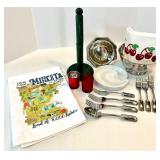 Minnesota Kitchen Towel - Paper Towel Holder, 2 Candle Holders, Silver Bowl, Ceramic Bowl & Forks Minnesota Kitchen Towel - Paper Towel Holder, 2 Candle Holders, Silver Bowl, Ceramic Bowl & Forks