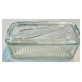 Antique Porcelain-Head Doll in Purple Gingham Dress & Orange Ribbon, Vintage Refrigerator Glass Butter Dish & Wreath Antique Porcelain-Head Doll in Purple Gingham Dress & Orange Ribbon, Vintage Refrigerator Glass Butter Dish & Wreath