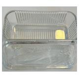 Antique Porcelain-Head Doll in Purple Gingham Dress & Orange Ribbon, Vintage Refrigerator Glass Butter Dish & Wreath Antique Porcelain-Head Doll in Purple Gingham Dress & Orange Ribbon, Vintage Refrigerator Glass Butter Dish & Wreath