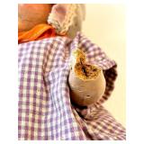 Antique Porcelain-Head Doll in Purple Gingham Dress & Orange Ribbon, Vintage Refrigerator Glass Butter Dish & Wreath Antique Porcelain-Head Doll in Purple Gingham Dress & Orange Ribbon, Vintage Refrigerator Glass Butter Dish & Wreath