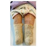 Antique Porcelain-Head Doll in Purple Gingham Dress & Orange Ribbon, Vintage Refrigerator Glass Butter Dish & Wreath Antique Porcelain-Head Doll in Purple Gingham Dress & Orange Ribbon, Vintage Refrigerator Glass Butter Dish & Wreath