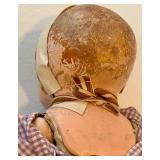 Antique Porcelain-Head Doll in Purple Gingham Dress & Orange Ribbon, Vintage Refrigerator Glass Butter Dish & Wreath Antique Porcelain-Head Doll in Purple Gingham Dress & Orange Ribbon, Vintage Refrigerator Glass Butter Dish & Wreath