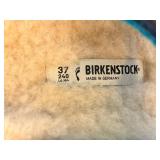 Birkenstock Sandals (EU 37) Two-Strap Blue Suede & Navy Cap with Nautical Crest Birkenstock Sandals (EU 37) Two-Strap Blue Suede & Navy Cap with Nautical Crest