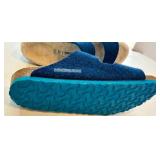 Birkenstock Sandals (EU 37) Two-Strap Blue Suede & Navy Cap with Nautical Crest Birkenstock Sandals (EU 37) Two-Strap Blue Suede & Navy Cap with Nautical Crest