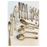 Antique Silver Plate Flatware Set - Ornate Embossed Handles - Assorted Patterns Antique Silver Plate Flatware Set - Ornate Embossed Handles - Assorted Patterns