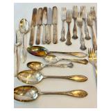 Antique Silver Plate Flatware Set - Ornate Embossed Handles - Assorted Patterns Antique Silver Plate Flatware Set - Ornate Embossed Handles - Assorted Patterns