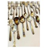 Antique Silver Plate Flatware Set - Ornate Embossed Handles - Assorted Patterns Antique Silver Plate Flatware Set - Ornate Embossed Handles - Assorted Patterns