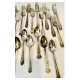 Antique Silver Plate Flatware Set - Ornate Embossed Handles - Assorted Patterns Antique Silver Plate Flatware Set - Ornate Embossed Handles - Assorted Patterns