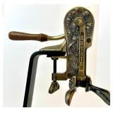 Estate Grape Press - Antique Hand Crank Fruit Press on Wood Base Estate Grape Press - Antique Hand Crank Fruit Press on Wood Base