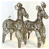 Pair of Wire Reindeer Sculptures - Dark Bronze Mesh Art Figures Pair of Wire Reindeer Sculptures - Dark Bronze Mesh Art Figures