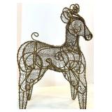 Pair of Wire Reindeer Sculptures - Dark Bronze Mesh Art Figures Pair of Wire Reindeer Sculptures - Dark Bronze Mesh Art Figures
