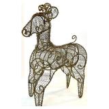 Pair of Wire Reindeer Sculptures - Dark Bronze Mesh Art Figures Pair of Wire Reindeer Sculptures - Dark Bronze Mesh Art Figures