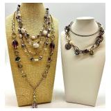 La Sophia Crystal Necklace Set - Multi-Strand Bead & Pearl Layered Jewelry La Sophia Crystal Necklace Set - Multi-Strand Bead & Pearl Layered Jewelry