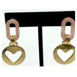 Pink Bead Jewelry Set - Necklace & Bracelet & Earrings with Heart Charms Pink Bead Jewelry Set - Necklace & Bracelet & Earrings with Heart Charms