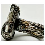 Gold-Tone Jewelry Set: Floral Dome Ring, Crystal Flower Ring, Pink Drop Earrings, Multi-Strand Necklace Gold-Tone Jewelry Set: Floral Dome Ring, Crystal Flower Ring, Pink Drop Earrings, Multi-Strand Necklace