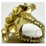 Gold-Tone Jewelry Set: Floral Dome Ring, Crystal Flower Ring, Pink Drop Earrings, Multi-Strand Necklace Gold-Tone Jewelry Set: Floral Dome Ring, Crystal Flower Ring, Pink Drop Earrings, Multi-Strand Necklace