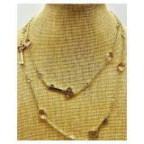 Gold-Tone Jewelry Set: Floral Dome Ring, Crystal Flower Ring, Pink Drop Earrings, Multi-Strand Necklace Gold-Tone Jewelry Set: Floral Dome Ring, Crystal Flower Ring, Pink Drop Earrings, Multi-Strand Necklace