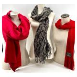 Set of 3 Red & Black/Gray Pattern Scarves Set of 3 Red & Black/Gray Pattern Scarves