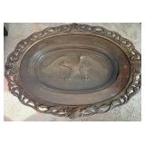 Carved Wood Oval Coffee Table - Eagle Motif Carved Wood Oval Coffee Table - Eagle Motif