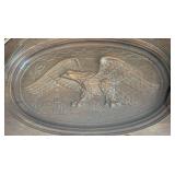Carved Wood Oval Coffee Table - Eagle Motif Carved Wood Oval Coffee Table - Eagle Motif