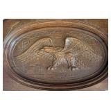 Carved Wood Oval Coffee Table - Eagle Motif Carved Wood Oval Coffee Table - Eagle Motif
