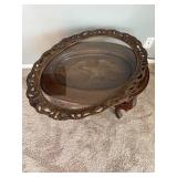 Carved Wood Oval Coffee Table - Eagle Motif Carved Wood Oval Coffee Table - Eagle Motif