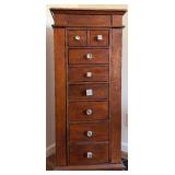 Jewelry Armoire with Mirror Lid - Wood Cabinet Jewelry Armoire with Mirror Lid - Wood Cabinet