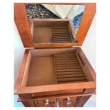 Jewelry Armoire with Mirror Lid - Wood Cabinet Jewelry Armoire with Mirror Lid - Wood Cabinet